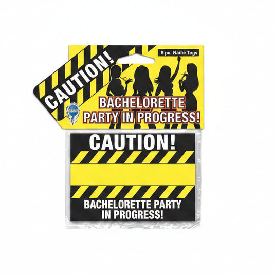 Bachelorette Caution Name Tags (Pack of 8)