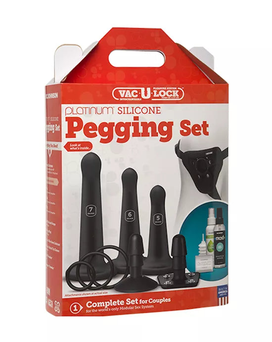 Vac-U-Lock Silicone Pegging Set - Black (Doc Johnson)
