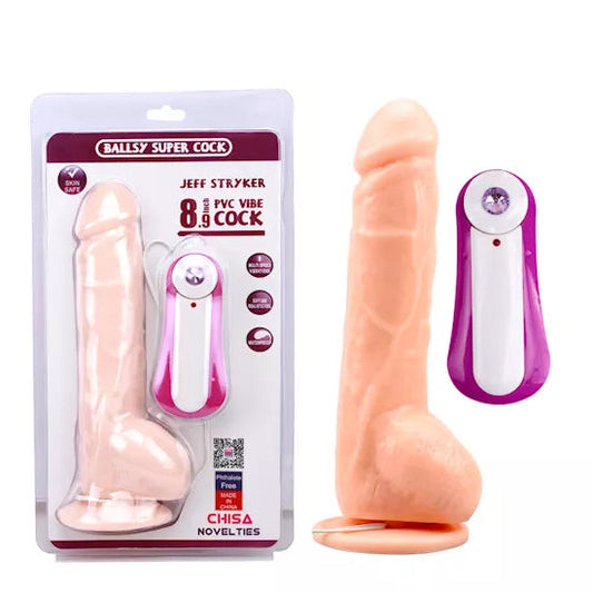 Jeff Stryker 8.9 Inch Vibrating Realistic Dildo with Suction Cup - Flesh