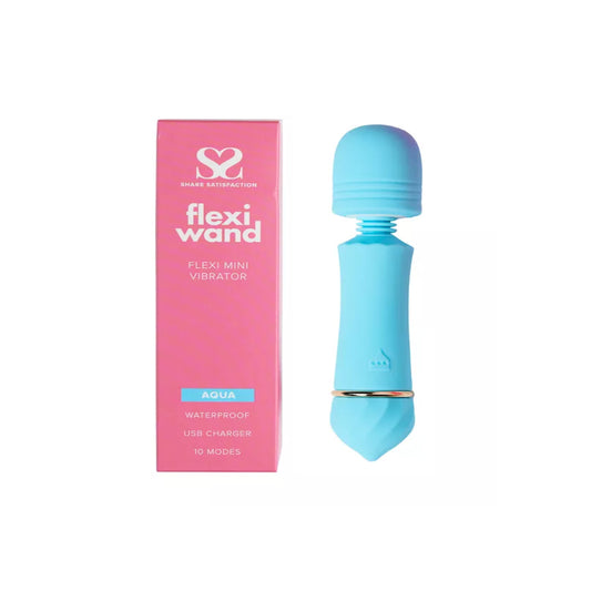 Share Satisfaction Flexi Head Mini Wand Vibrator - Aqua