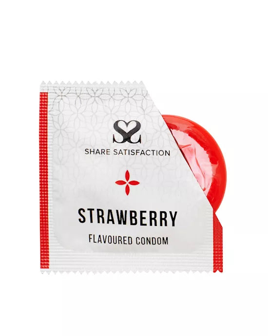 Share Satisfaction Strawberry Flavoured Condoms - 3 Pack