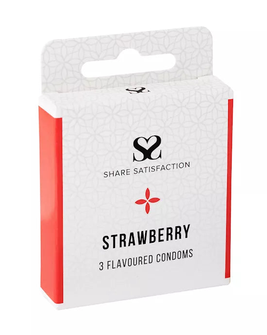 Share Satisfaction Strawberry Flavoured Condoms - 3 Pack