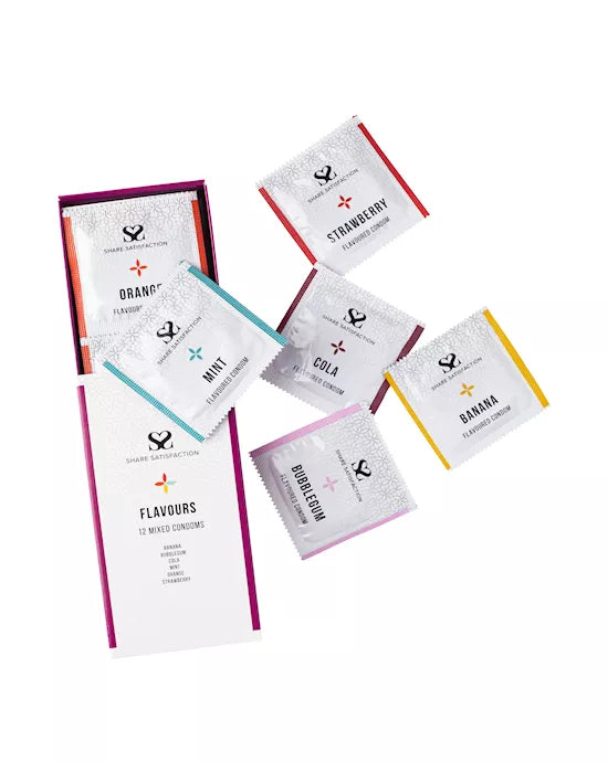 Share Satisfaction Flavoured Mixed Condoms - 12 Pack