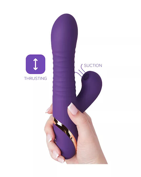 Share Satisfaction Dela Thrusting Suction Rabbit Vibrator - Purple