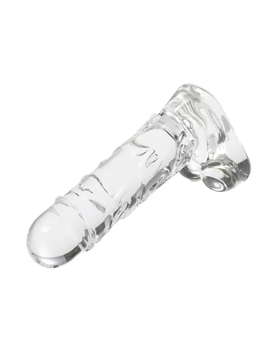Lucent Scrawling Glass Dildo with Balls