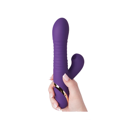 Share Satisfaction Dela Thrusting Suction Rabbit Vibrator - Purple