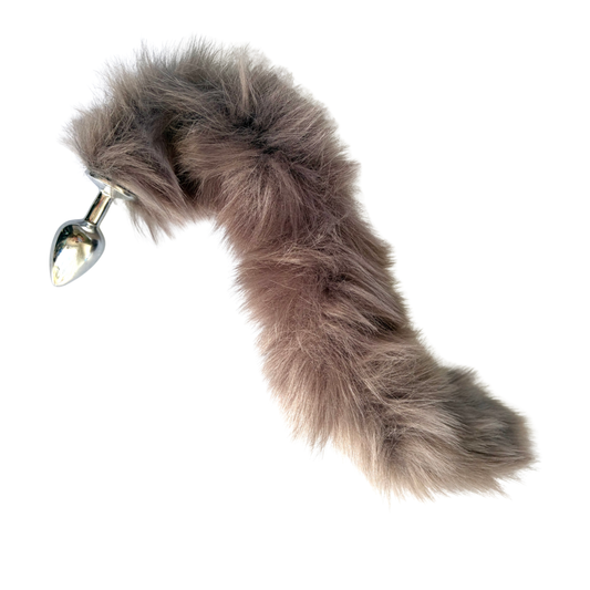 Kinki Bushy Tail Skeleton Fur Butt Plug - Grey