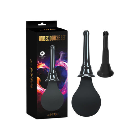 Unisex Douche Set - Black Bulb Kit with 2 Interchangeable Nozzles